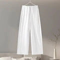 Fashion Long Sleeve O-neck Pleated Top Wide Leg Pants Women's Suit