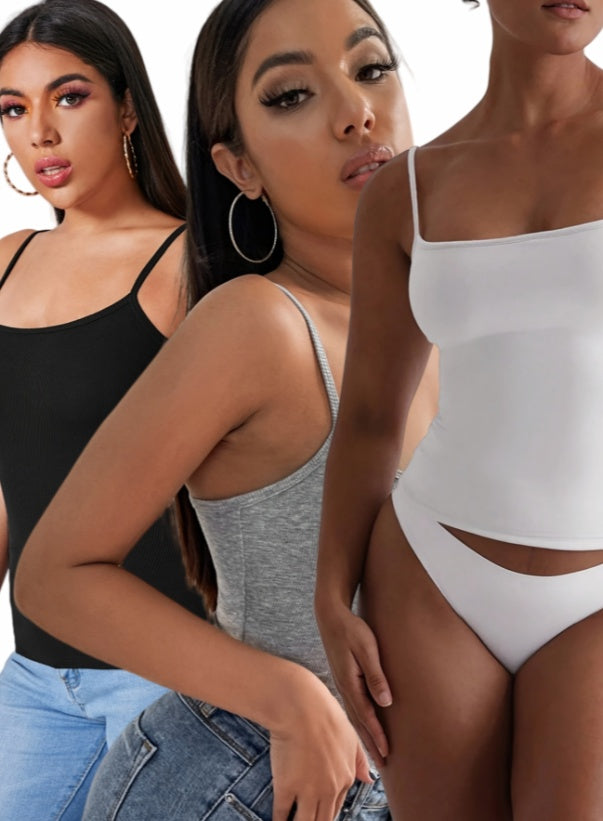 3PCS Solid Color Halter Top For Women