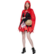 Spot Halloween New Classic Little Red Riding Hood Cosplay Clothes Bloodstain Horror Performance Costumes Witch Suit Dress 1111