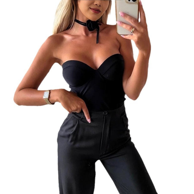 Sexy Fashion Chest-wrapped Solid Color Bodybuilding Jumpsuits Briefs