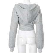 Women’s Y2K Zipper Hoodie Cardigan – Long Sleeve Corset Jacket