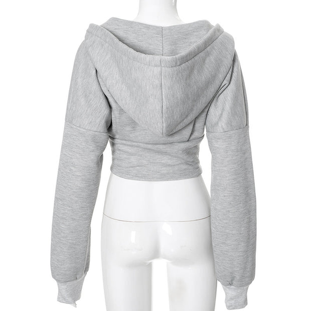 Women’s Y2K Zipper Hoodie Cardigan – Long Sleeve Corset Jacket