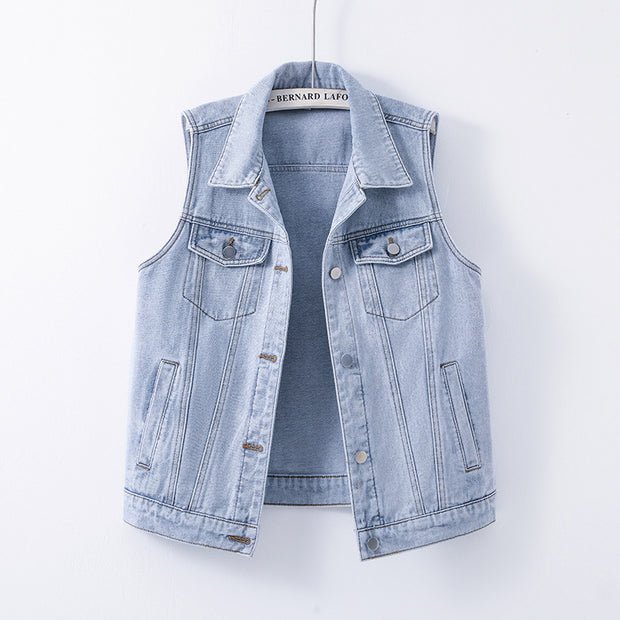 New Loose-fitting Waistcoat Denim Coat Women's Sleeveless Waistcoat Top