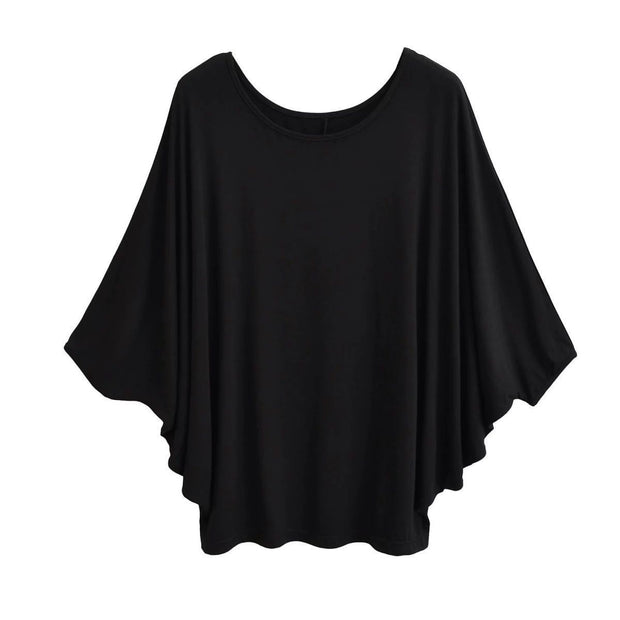 Idle Style Loose Large Silk Mask T-shirt Women's All-match Silk Color Batwing Sleeve Top