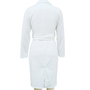 Women's Solid Color Blazer V-Neck Dress With Belt - Slim Fit Formal Midi Dress For Spring&Fall