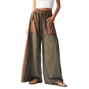 Unisex Japanese Style Retro Cotton Pants – Loose Fit with Splicing Design