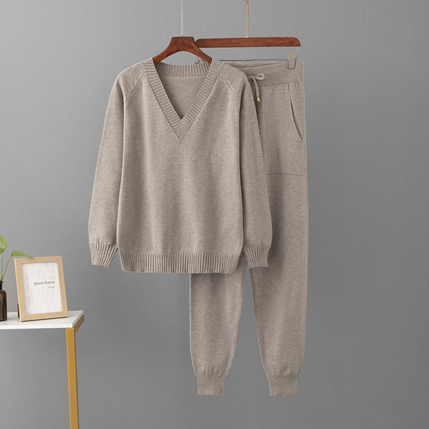 Women's Casual Sweater Harem Pants Suit