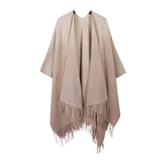 Western Style All-matching Gradient Color Talma Vintage Tassel Scarf