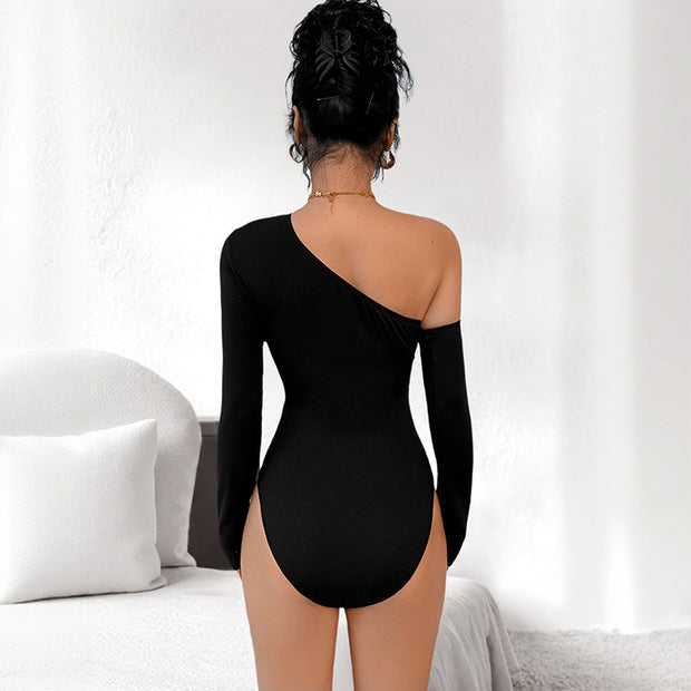 Large Three-dimensional Decoration One-shoulder Off-shoulder Jumpsuit