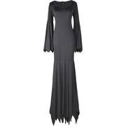 Black Costume Womens Gothic Witch Bat Sleeve Dress Halloween Cosplay Costumes Vintage Carnival Party Outfit 1111