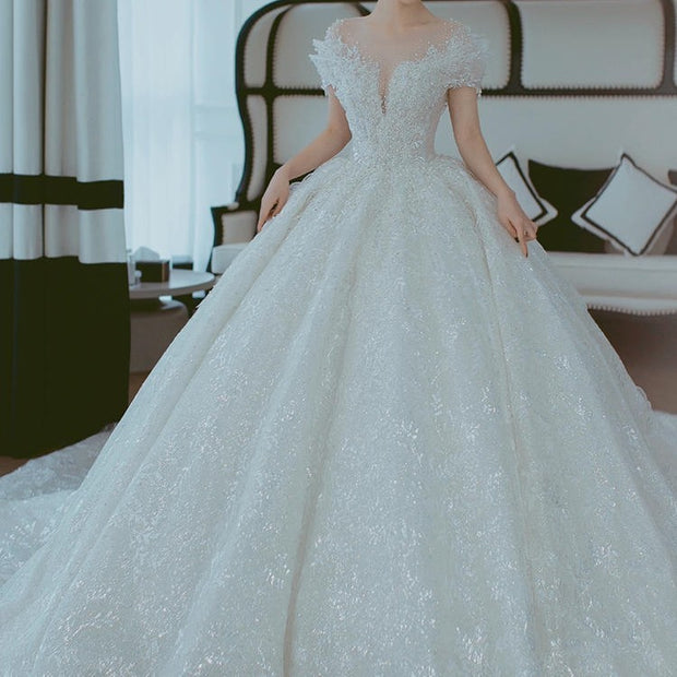 Off Shoulder French Main Wedding Dress 1111