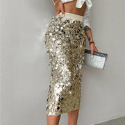 Women's Versatile Solid Color Fashionable Sequin Skirt