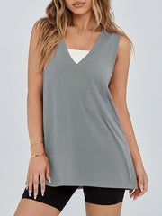 Women's V-Neck Sleeveless Tank Top – Loose, Flowy Summer Tunic