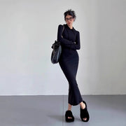 Women’s Hooded Sheath Dress – Long Sleeve, Over-the-Knee Length