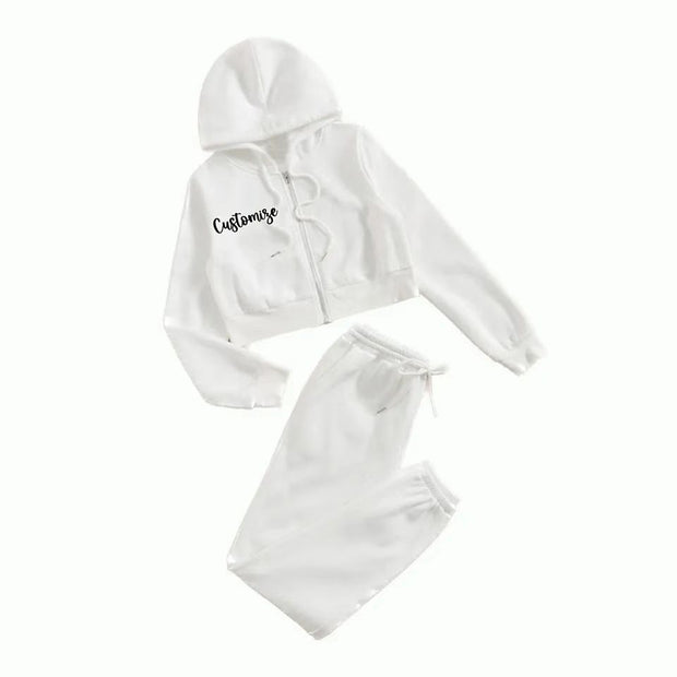 Zipper Sweater Wide-leg Pants Sports Suit