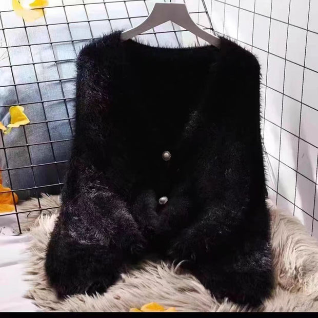 Idle Style Mohair Sweater Furry Coat Top 111