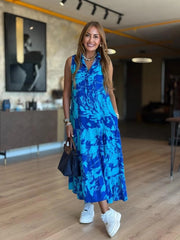 Fashion V-neck Sleeveless Printed Bohemian Dress