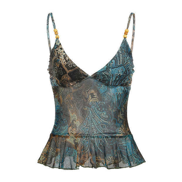 Vintage Printed Contrast Color Small Sling