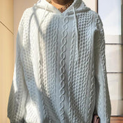 Women’s Ribbed Long Sleeve Hoodie – Loose Fit Drawstring Pullover