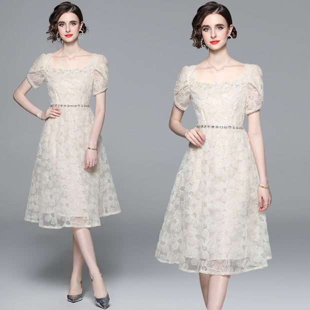 French High-end Mesh Dress With A Feminine Waist