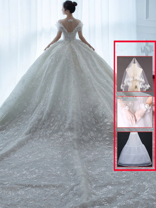 Off Shoulder French Main Wedding Dress 1111
