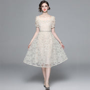 French High-end Mesh Dress With A Feminine Waist