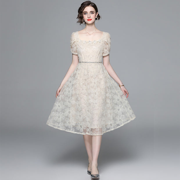 French High-end Mesh Dress With A Feminine Waist