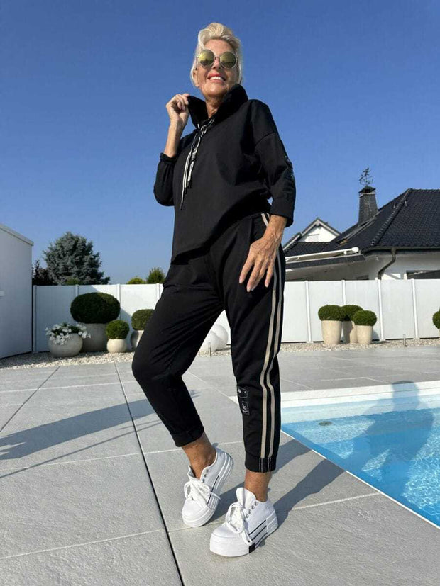 Round Neck Long Sleeve Braiding Stitching Trousers Suit